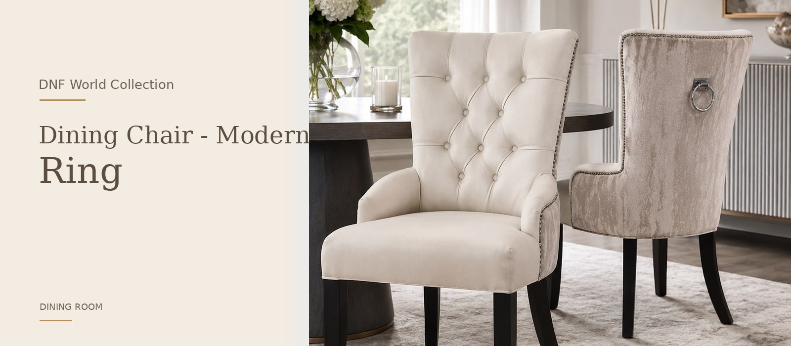 Dining Chair - Modern Ring product page banner featuring a styled DNF World lifestyle setting