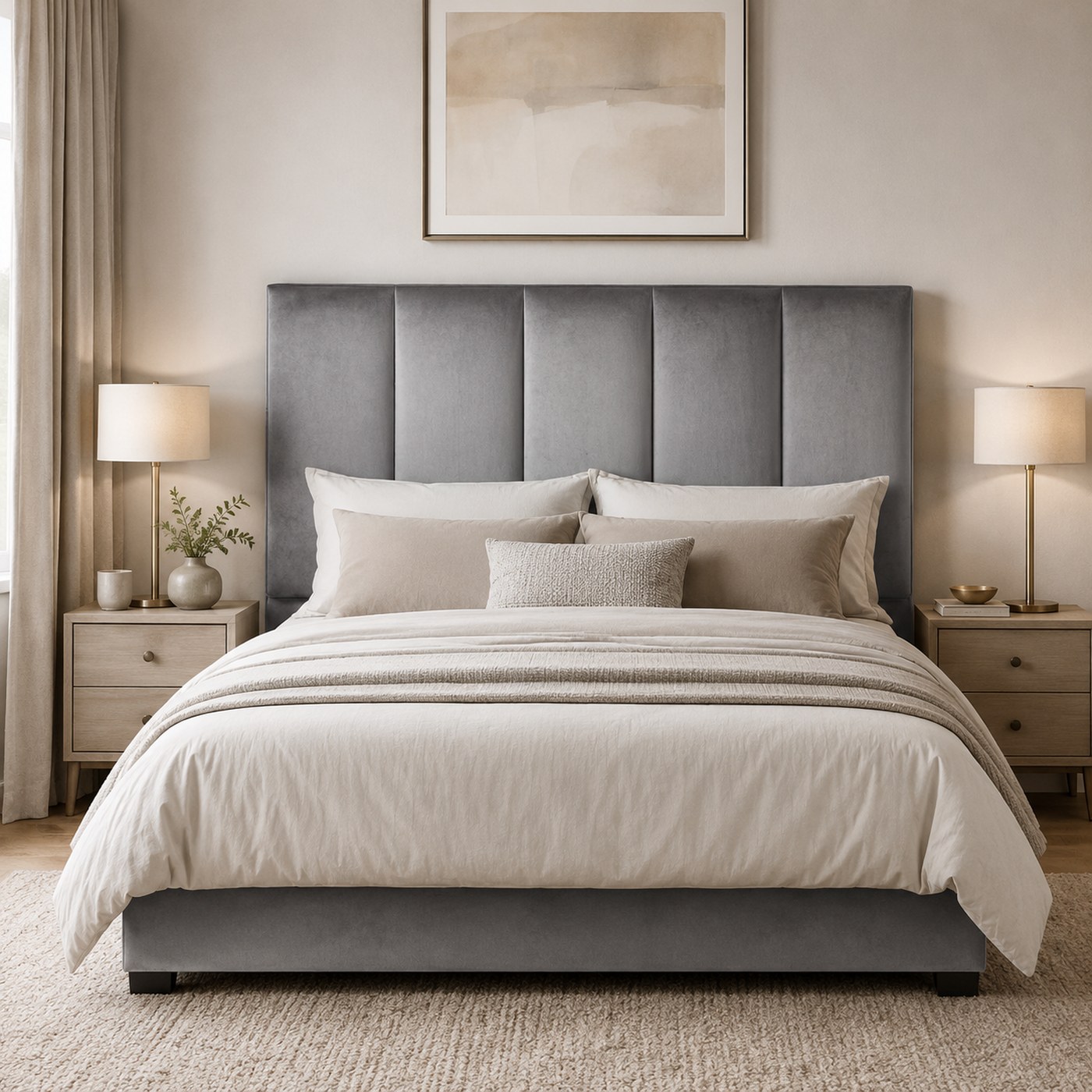 Rosie Freestanding Headboard product lifestyle image in a modern bedroom by DNF World