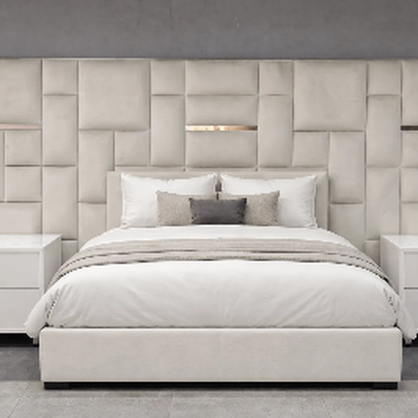 Tetris Headboard 2.8m product lifestyle image in a luxury bedroom by DNF World